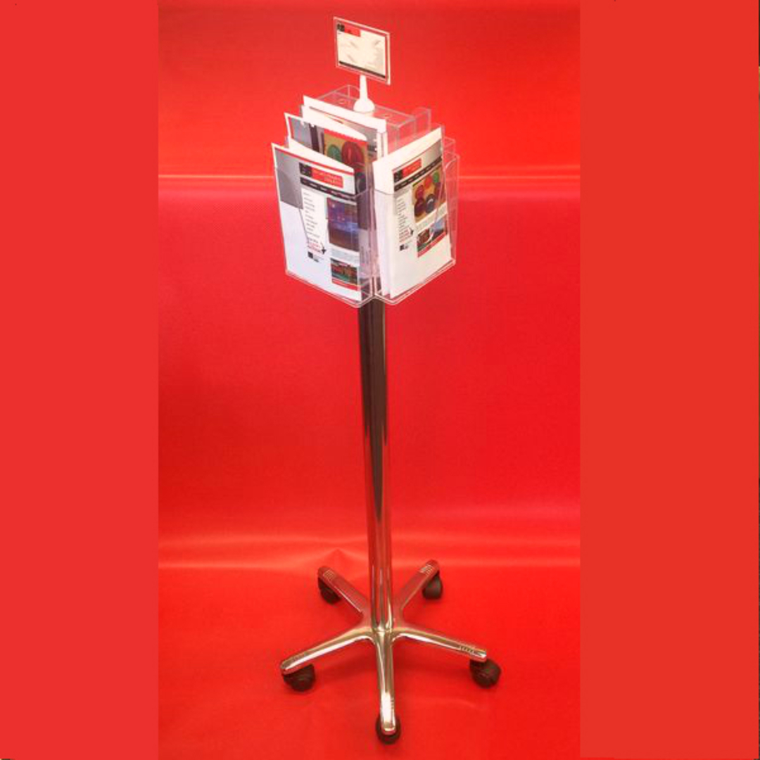A5x8 Floor Stand Revolving Brochure Holder with castors image 1